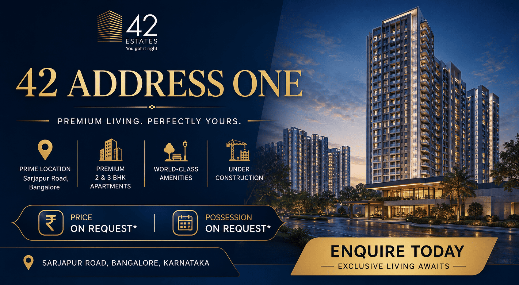 42 Address One Bangalore - Premium 2 & 3 BHK Apartments