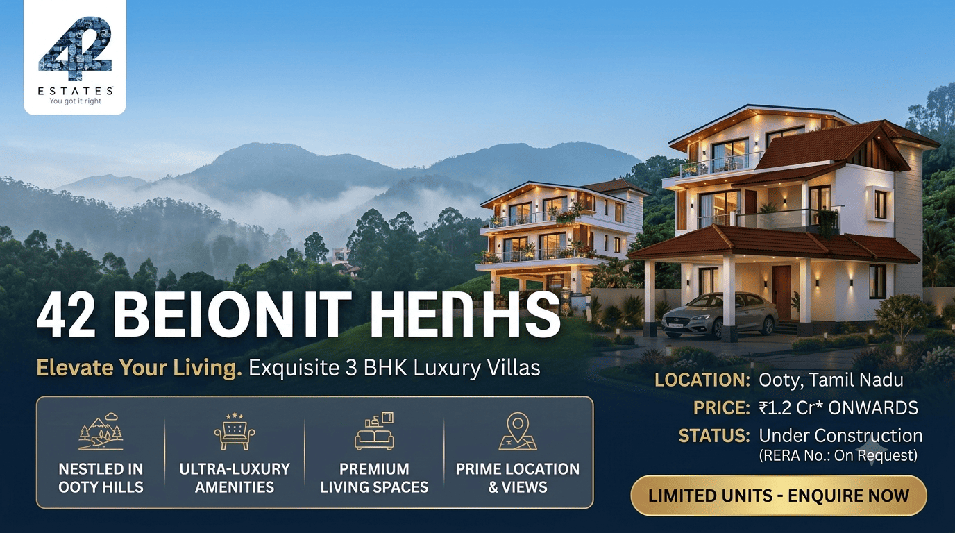 42 Belmont Heights Ooty - Premium 3 BHK Luxury Villas