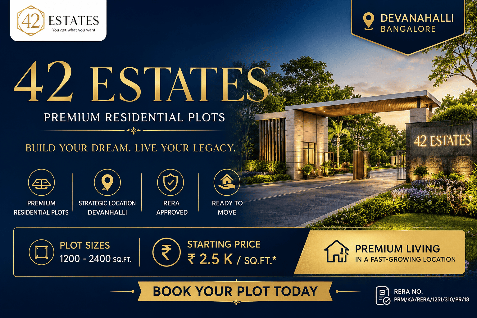 42 Estates Plots Devanahalli Bangalore - Residential Plots