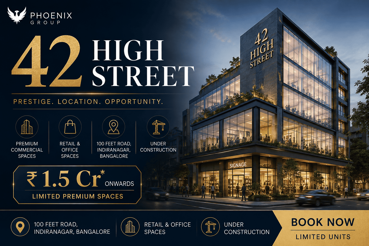 42 High Street Bangalore - Premium Commercial Spaces on 100 Feet Road