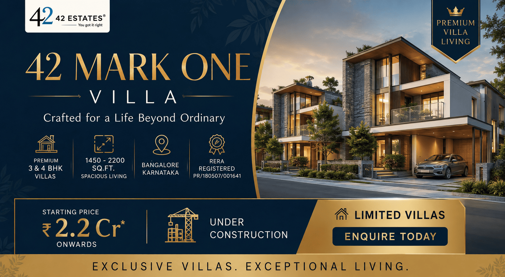 42 Mark One Villa Bangalore - Premium Villas