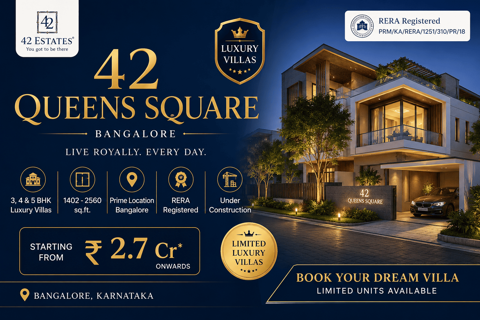 42 Queens Square Bangalore - Premium Villas