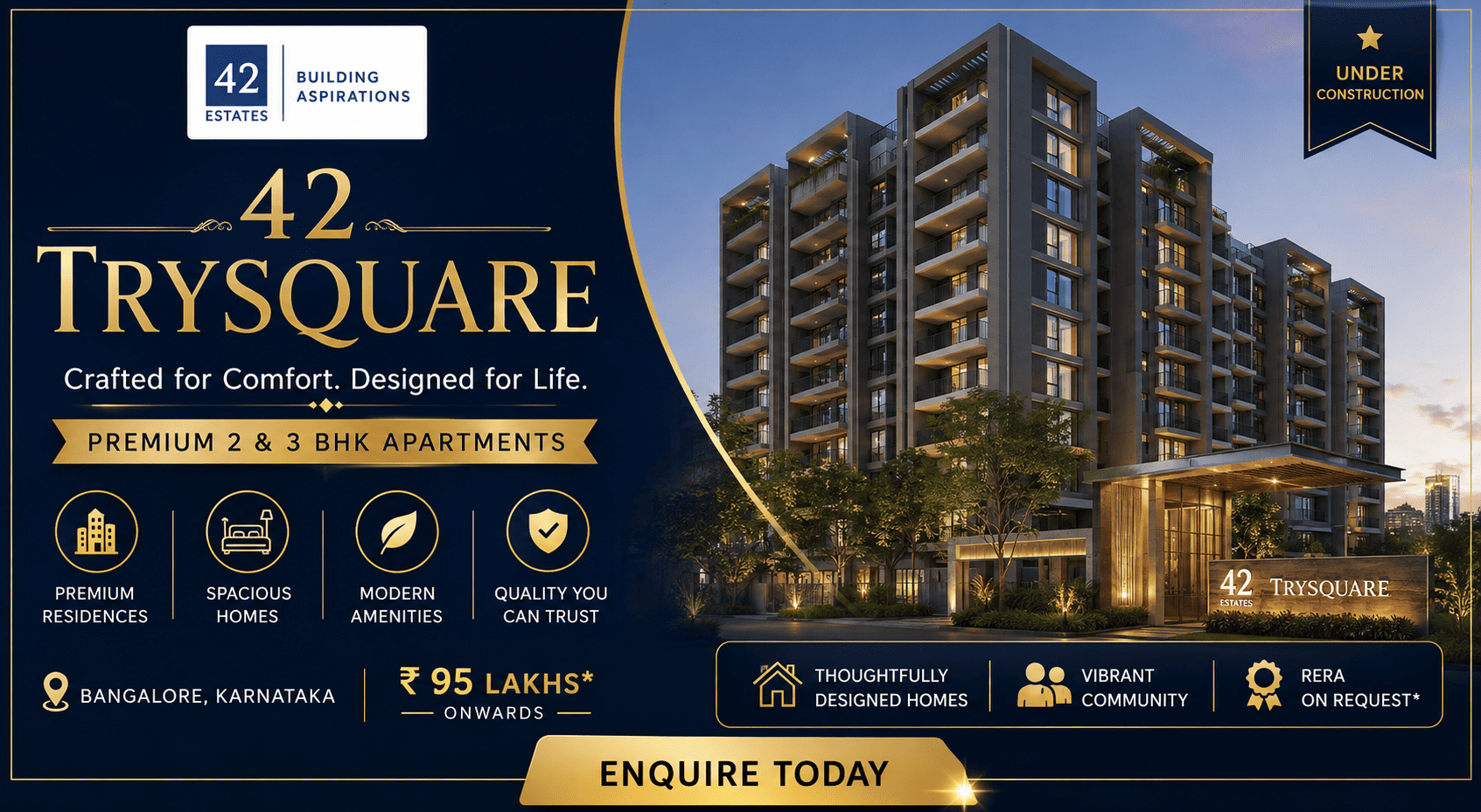 42 TrySquare Bangalore - Premium 2 & 3 BHK Apartments